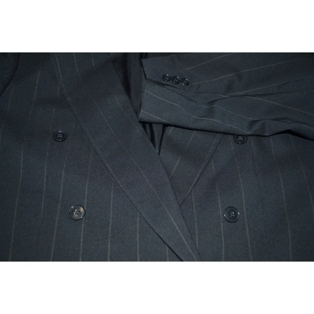 Zeidler and‎ Zeidler Navy Pin Strip Men's Suit Jacket Sports Coat Double 42R
